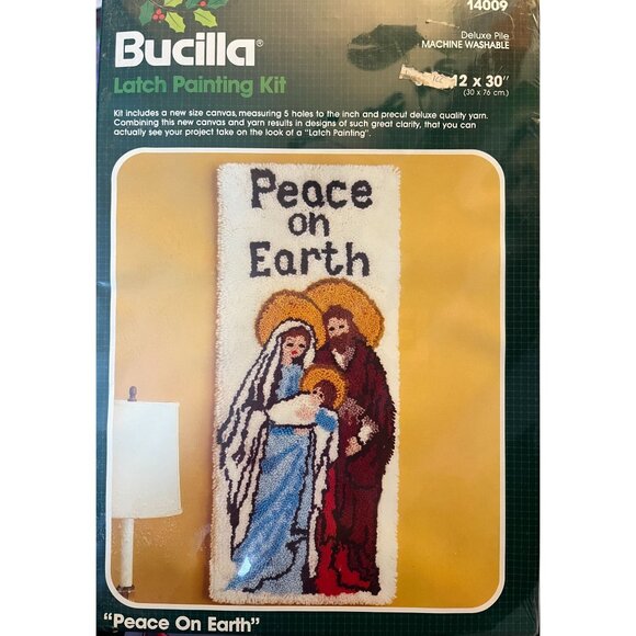 Bucilla Latch Hook Painting Kit Peace on Earth Christmas Nativity 12" x 30" NEW‎ - Picture 1 of 4